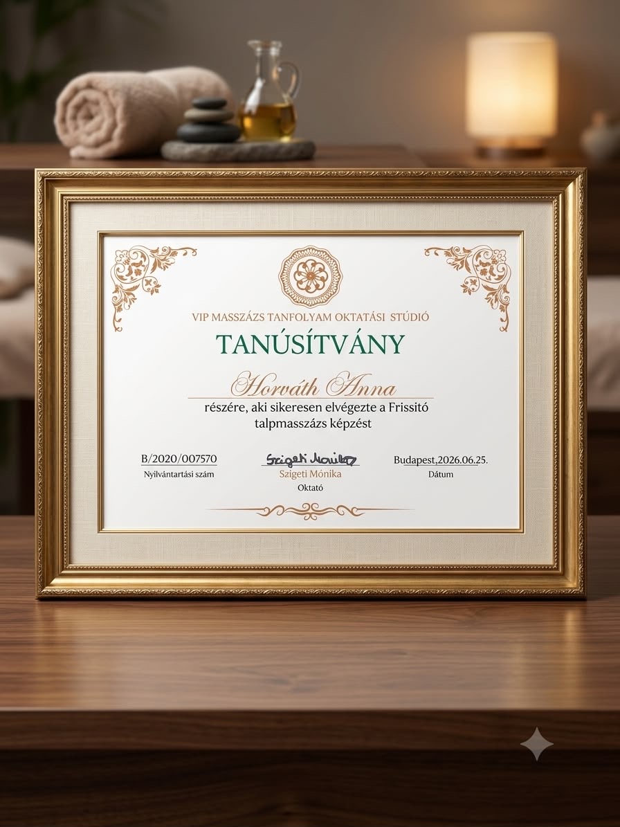 Horváth Anna — Frissítő talpmasszázs tanúsítvány